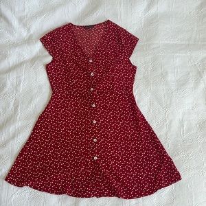 Red heart A-Line button down dress
